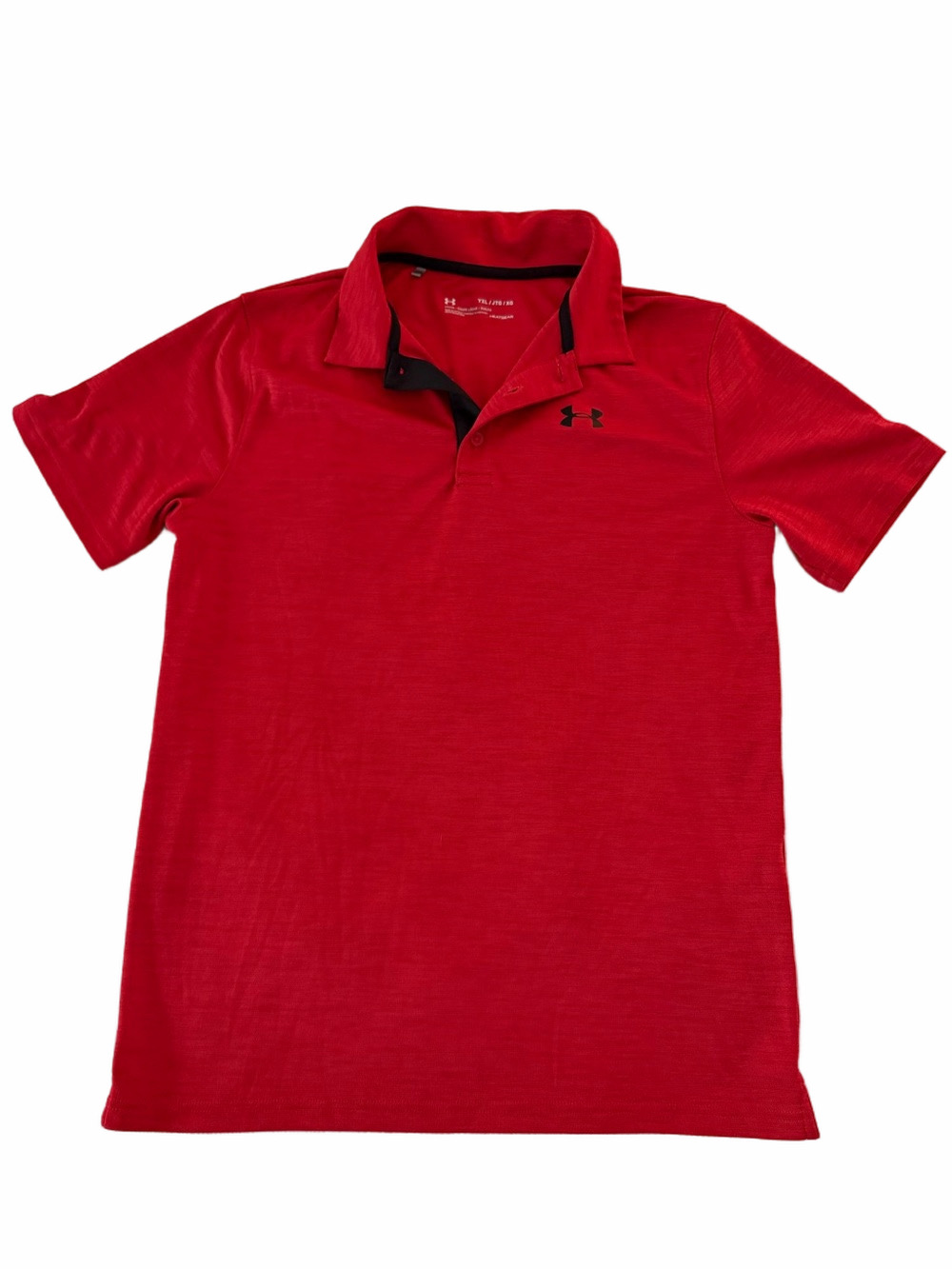 Under Armour Red Polo Collared Short Sleeve Golf Shirt Boy Extra Large XL 14-16
